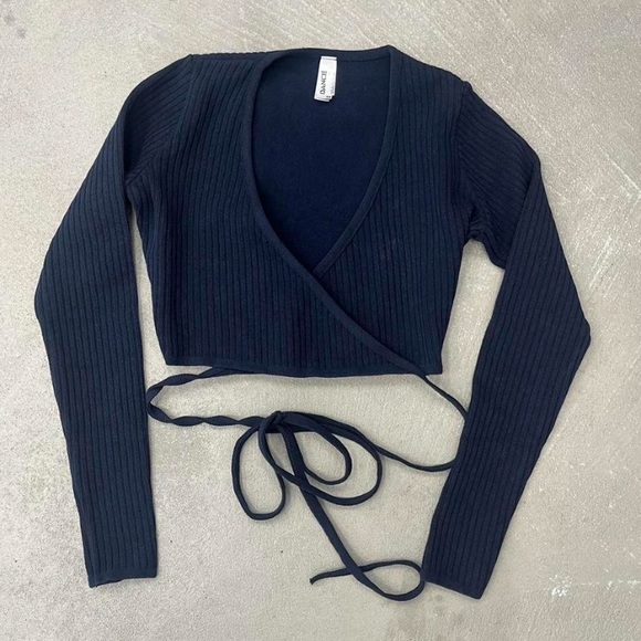 Los Angeles Apparel Tops - Los Angeles Apparel Navy Heavy Ribbed Knit cotton Wrap Top XS